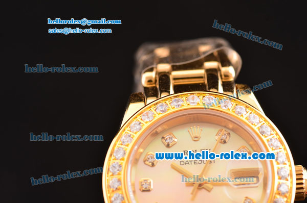Rolex Datejust Lady Pearlmaster 2813 Automatic Gold Case with Diamond Bezel and Gold Dial ETA Coating - Click Image to Close
